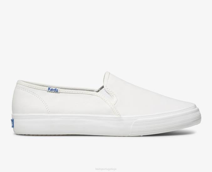 Keds tênis slip on de couro double decker R28H28 calçados branco mulheres