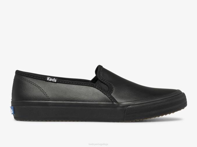 Keds tênis slip on de couro double decker R28H29 calçados preto mulheres