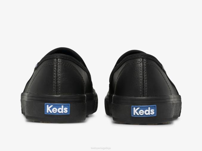 Keds tênis slip on de couro double decker R28H29 calçados preto mulheres