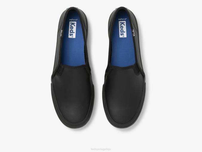 Keds tênis slip on de couro double decker R28H29 calçados preto mulheres