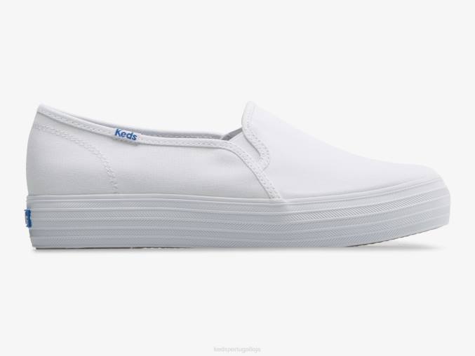 Keds tênis slip on de lona triple decker R28H40 calçados branco mulheres