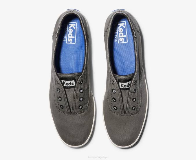 Keds tênis slip on lavável chillax R28H42 calçados carvão mulheres