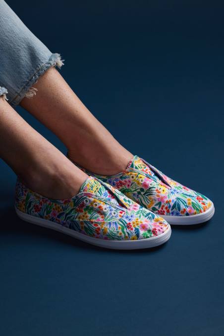 Keds x Rifle Paper Co. tênis slip on chillax lea R28H20 calçados branco multi mulheres